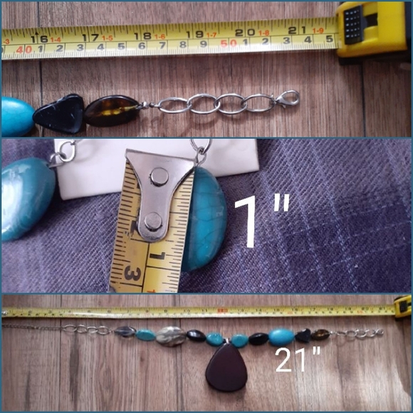 Necklace Earings Set Turquoise Colours Stone Shapes Artificial - Picture 16 of 16